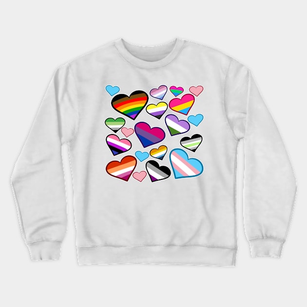 LGBTQIA+ Pride Hearts Crewneck Sweatshirt by leashonlife